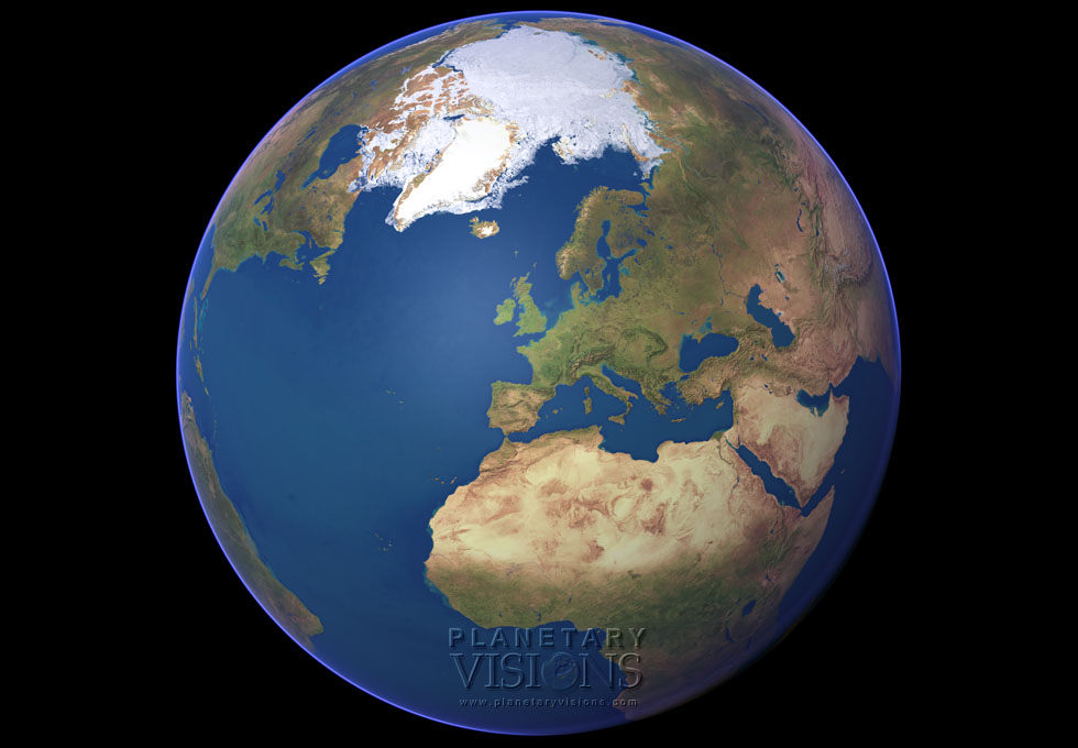 Cloud-free globe satellite earth