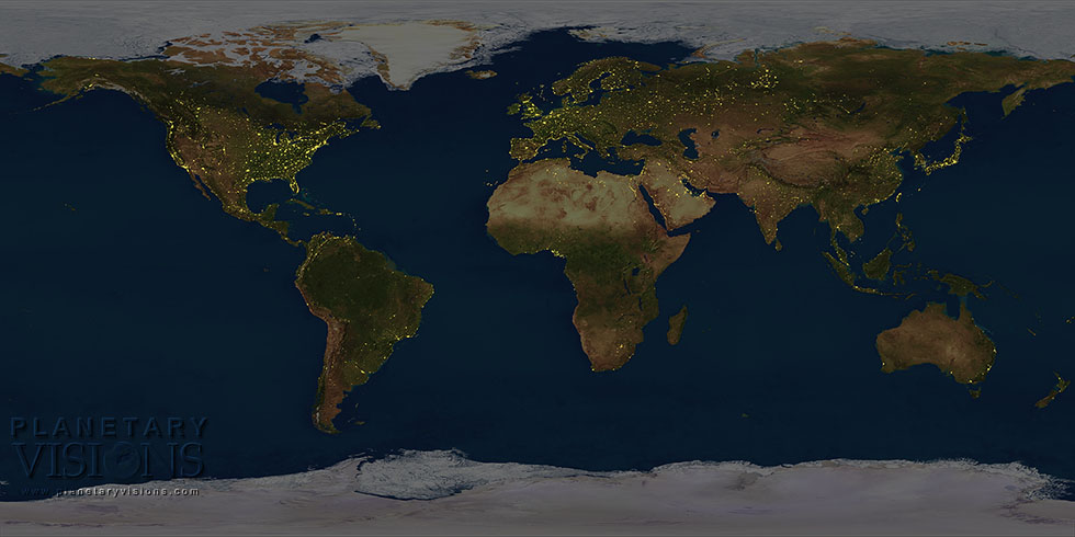 Night lights blended with Satellite Imagemap