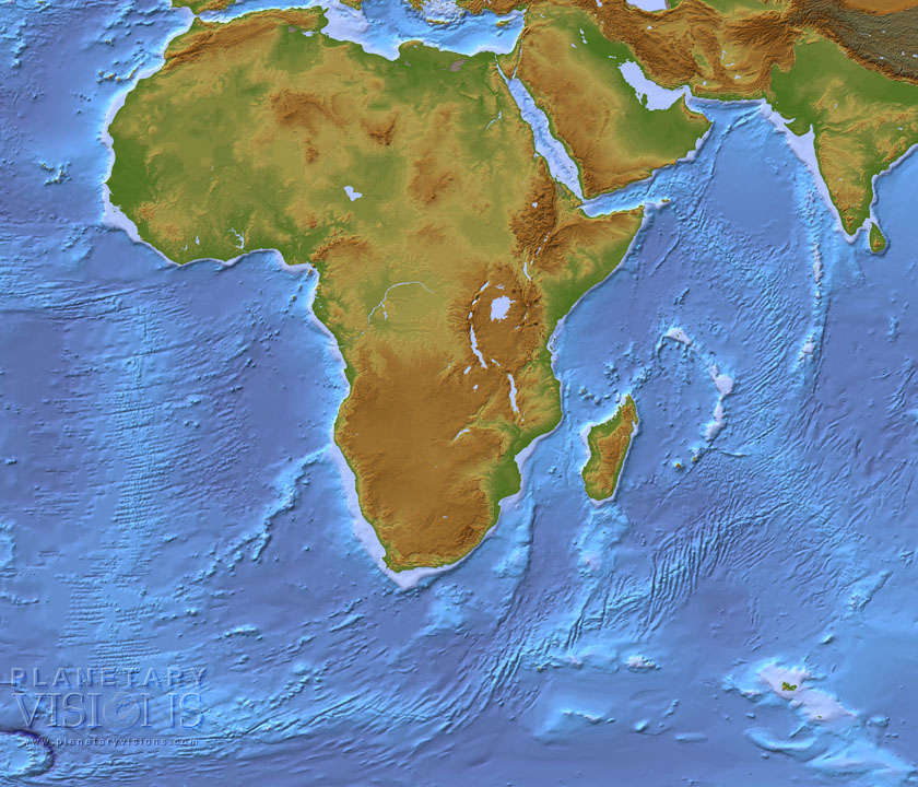 Africa coloured by height