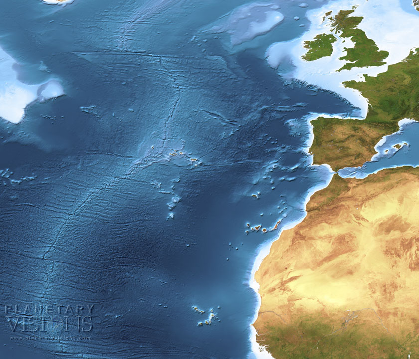Mid-Atlantic Ridge satellite + bathymetry