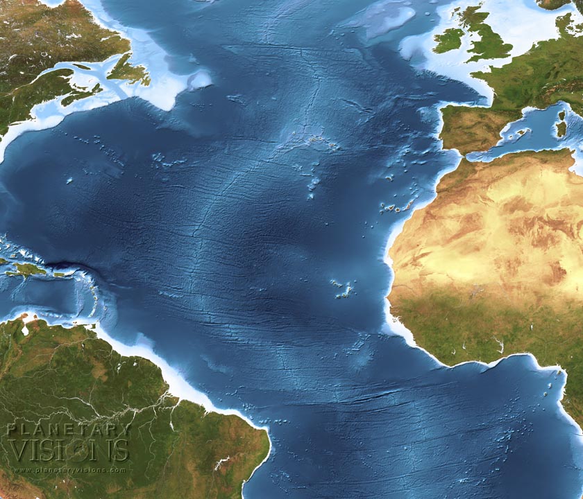 Mid-Atlantic Ridge satellite + bathymetry