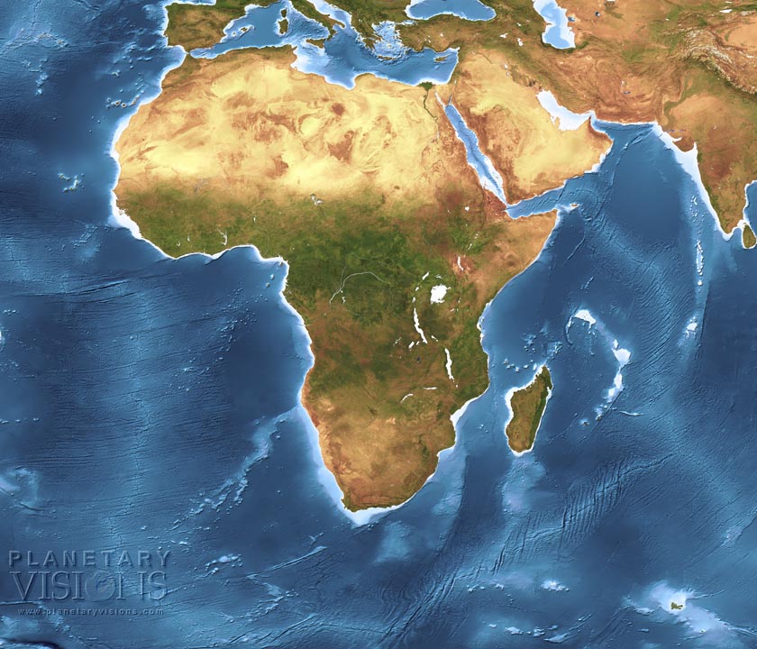 Africa satellite + bathymetry