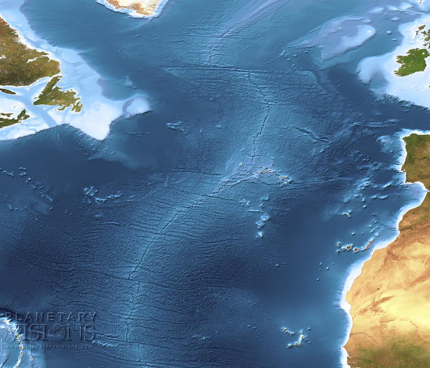 Mid-Atlantic Ridge satellite + bathymetry