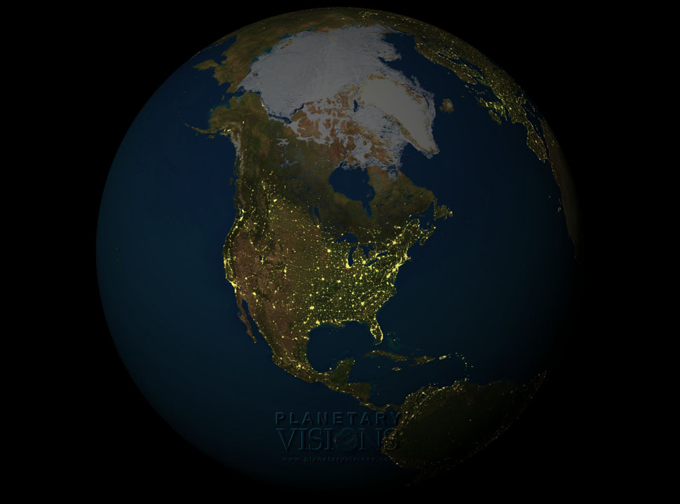 City lights satellite earth night