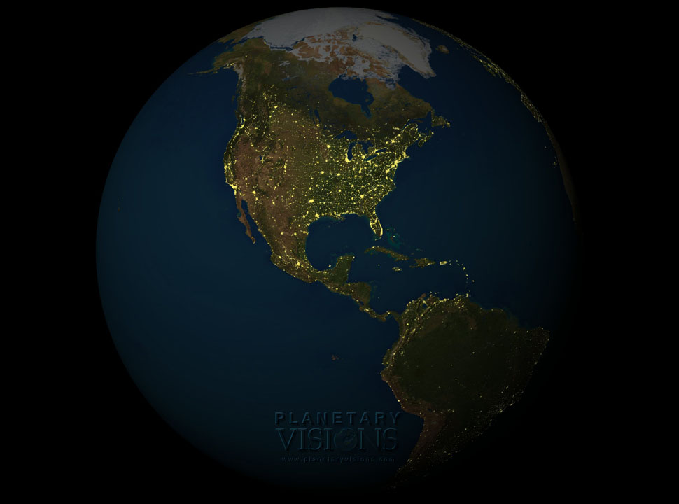 City lights satellite earth night