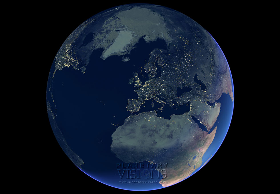 City lights satellite earth night
