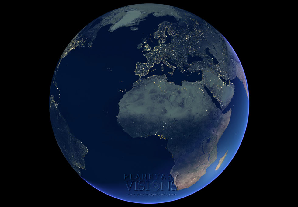 City lights satellite earth night
