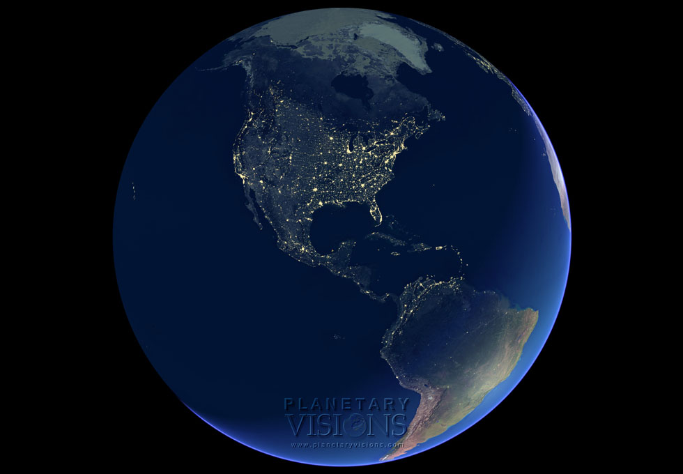 City lights satellite earth night