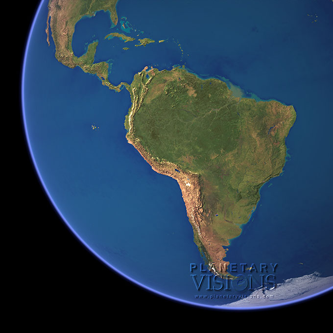 Cloud-free view of South America.