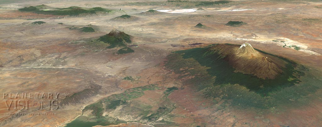 Simulated view of Mount Kilimanjaro